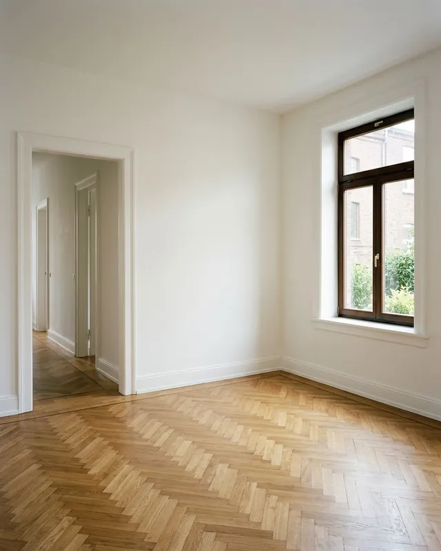 An empty dining room, too dark to make out the floor and walls