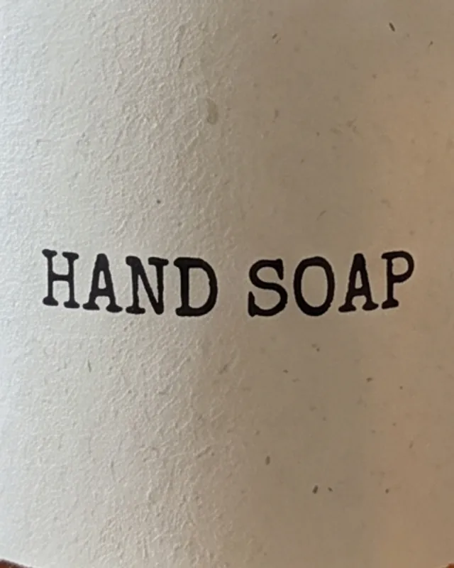 Example detail: a close-up of the soap bottle's label