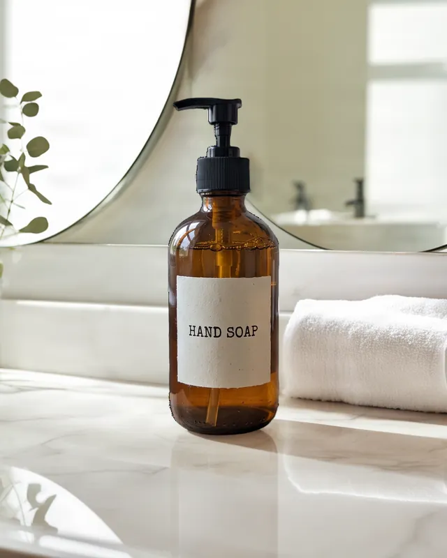 Example lifestyle shot: the soap bottle in a bathroom setting