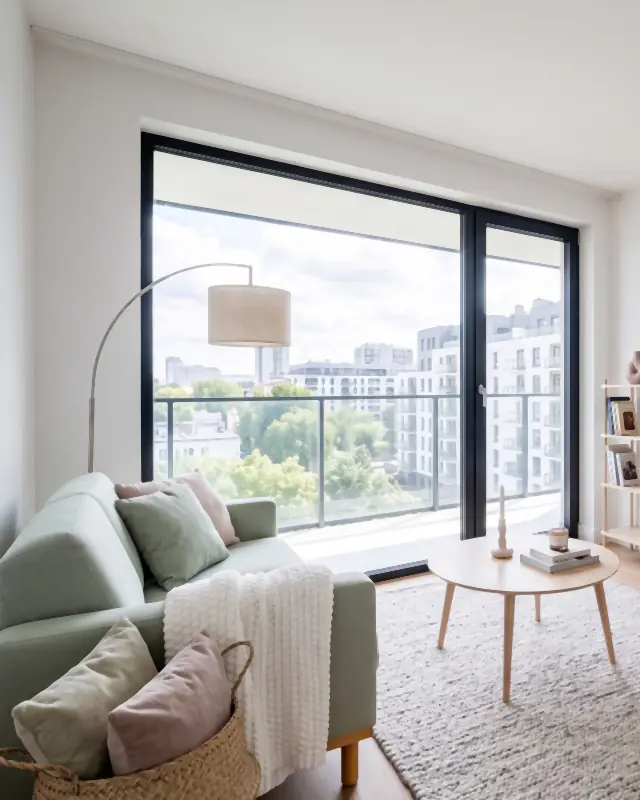 Example: the living room staged in the Scandinavian style